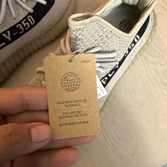 Yeezy Knit Sneakers in Cream and Black main image 7